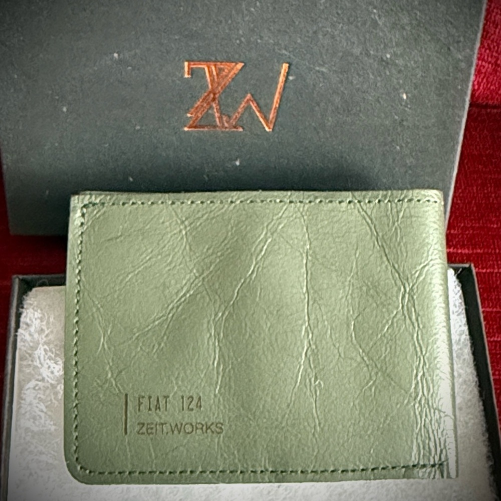 Unique Leather Billfold Wallet made from the interior of a FIAT 124, New in Box